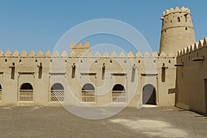 Interior courtyard of the Al Jahili Fort in Al Ain, Abu Dhabi, United Arab Emirates