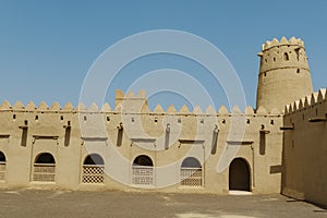 Interior courtyard of the Al Jahili Fort in Al Ain, Abu Dhabi, United Arab Emirates