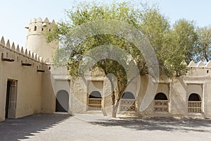 Interior courtyard of the Al Jahili Fort in Al Ain, Abu Dhabi, United Arab Emirates