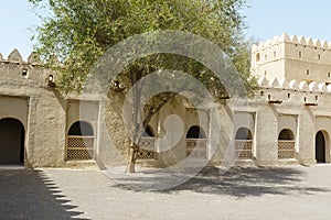 Interior courtyard of the Al Jahili Fort in Al Ain, Abu Dhabi, United Arab Emirates