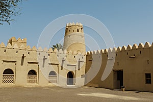 Interior courtyard of the Al Jahili Fort in Al Ain, Abu Dhabi, United Arab Emirates