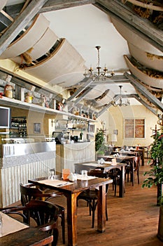 Interior of cozy italian restaurant