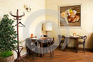 Interior of cozy italian restaurant