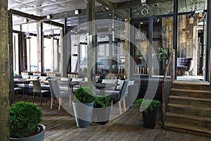 Interior of cozy restaurant, loft style