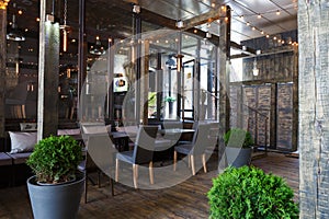 Interior of cozy restaurant, loft style