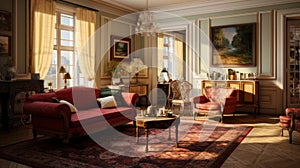 Interior of a cozy room in Biedermeier style