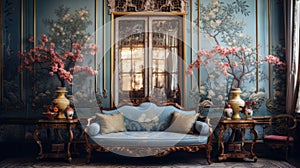 Interior of a cozy room in chinoiserie style