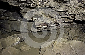 Interior Crawl Space of Rocky Lava Tube Cave