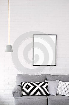 Room style minimalism sofa picture lamp interior photo