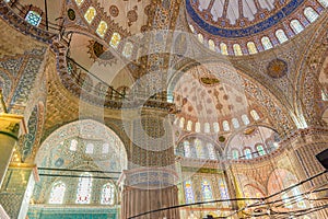 Interior decoration of blue Mosque also called the Sultan Ahmed Mosque or Sultan Ahmet Mosque in Istanbul, Turkey