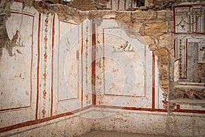 Interior decoration details of Terrace Houses in Ephesus Ancient City. Izmir, Turkey