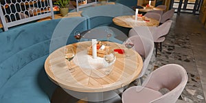 Interior and Decoration - Eropean restaurant of comfortable furniture in modern style
