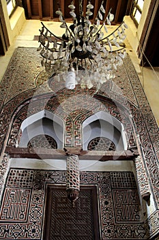 The interior decorations and Chandelier of Abassi mosque in Rashid photo