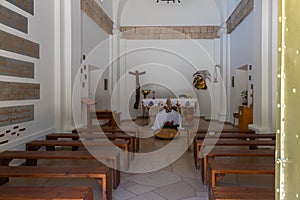 The interior of the Deir Al-Mukhraqa Carmelite Monastery in northern Israel