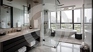 Interior deisgn of Bathroom in Modern style with Shower