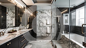 Interior deisgn of Bathroom in Modern style with Shower