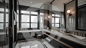 Interior deisgn of Bathroom in Modern style with Shower