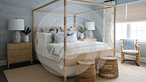 Interior deisgn of Bedroom in Coastal style with Four-Poster Bed