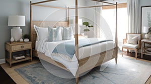 Interior deisgn of Bedroom in Coastal style with Four-Poster Bed