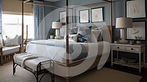 Interior deisgn of Bedroom in Coastal style with Four-Poster Bed