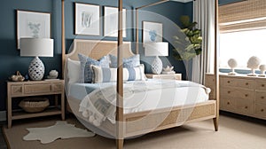 Interior deisgn of Bedroom in Coastal style with Four-Poster Bed