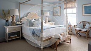 Interior deisgn of Bedroom in Coastal style with Four-Poster Bed