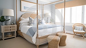 Interior deisgn of Bedroom in Coastal style with Four-Poster Bed