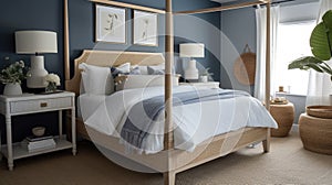 Interior deisgn of Bedroom in Coastal style with Four-Poster Bed