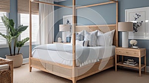 Interior deisgn of Bedroom in Coastal style with Four-Poster Bed