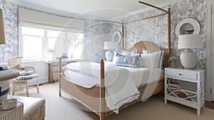 Interior deisgn of Bedroom in Coastal style with Four-Poster Bed