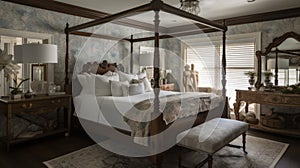 Interior deisgn of Bedroom in Traditional style with Four-poster bed