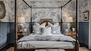 Interior deisgn of Bedroom in Traditional style with Four-poster bed