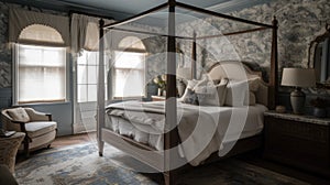 Interior deisgn of Bedroom in Traditional style with Four-poster bed