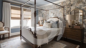 Interior deisgn of Bedroom in Traditional style with Four-poster bed