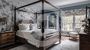 Interior deisgn of Bedroom in Traditional style with Four-poster bed