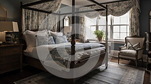 Interior deisgn of Bedroom in Traditional style with Four-poster bed