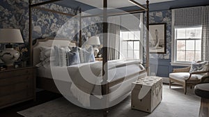 Interior deisgn of Bedroom in Traditional style with Four-poster bed