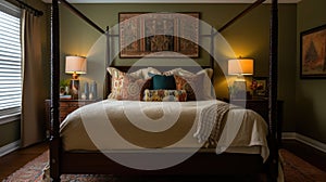 Interior deisgn of Bedroom in Traditional style with Four-Poster Bed