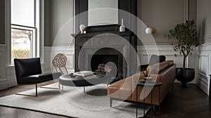 Interior deisgn of Living Room in Contemporary style with Fireplace