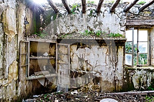 Interior of derelict village house