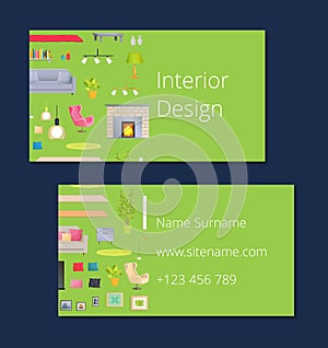 Interior Design Calling Card Vector Illustration