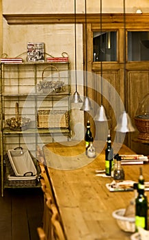 Interior design of charming bakery, brasserie