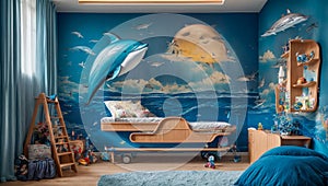 interior Design children\'s room marine decoration kid poster interior modern home concept