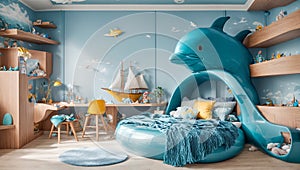interior Design children\'s room marine style kid poster interior