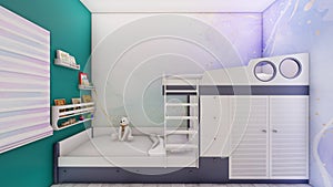 Interior design childrens bedroom 3d visualization realistic
