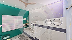 Interior design childrens bedroom modern 3d visualization