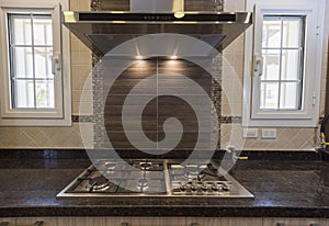 Modern kitchen cooker hob in a luxury apartment