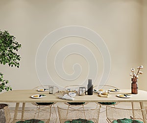 interior design a dining room with table and chairs  wall mockup