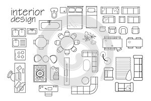 `interior design floor plan symbols. top view furniture. cad symbol.