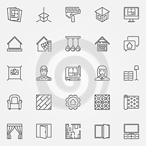 Interior design icons set